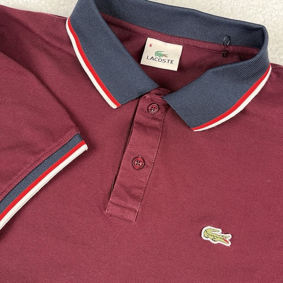 LACOSTE Polo Shirt Men 6 Purple Embroidered Croc Crocodile Logo Preppy Classic - Picture 1 of 10